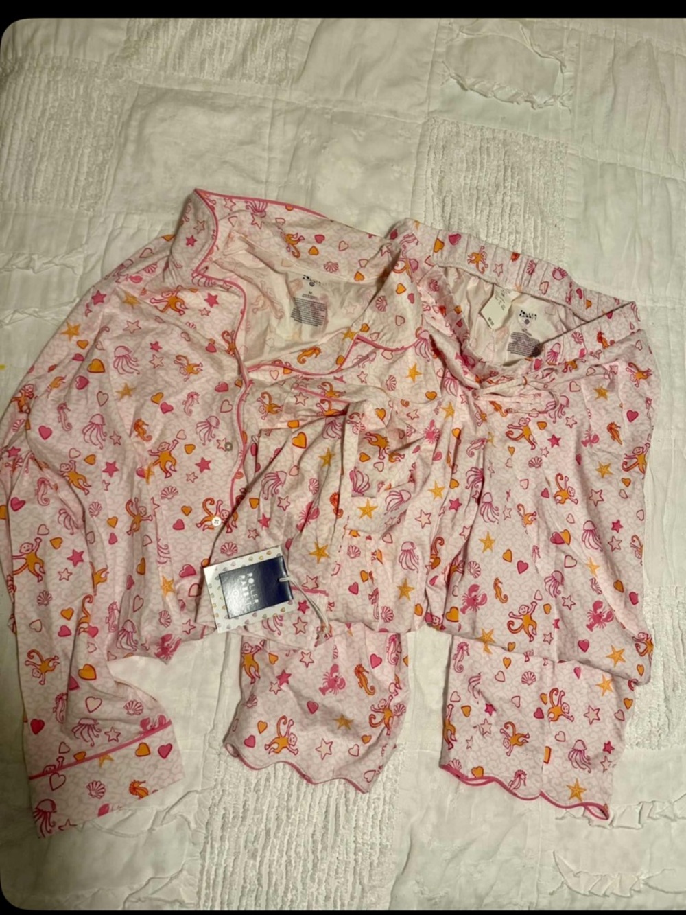 Roller Rabbit Pink & Peach Star and Sea Creature Pajama Set